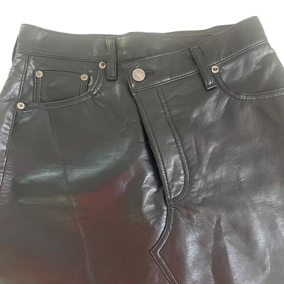 AGOLDE Black Criss Cross Recycled Leather Mini Skirt in Detox - Size 25/XS - Picture 15 of 16